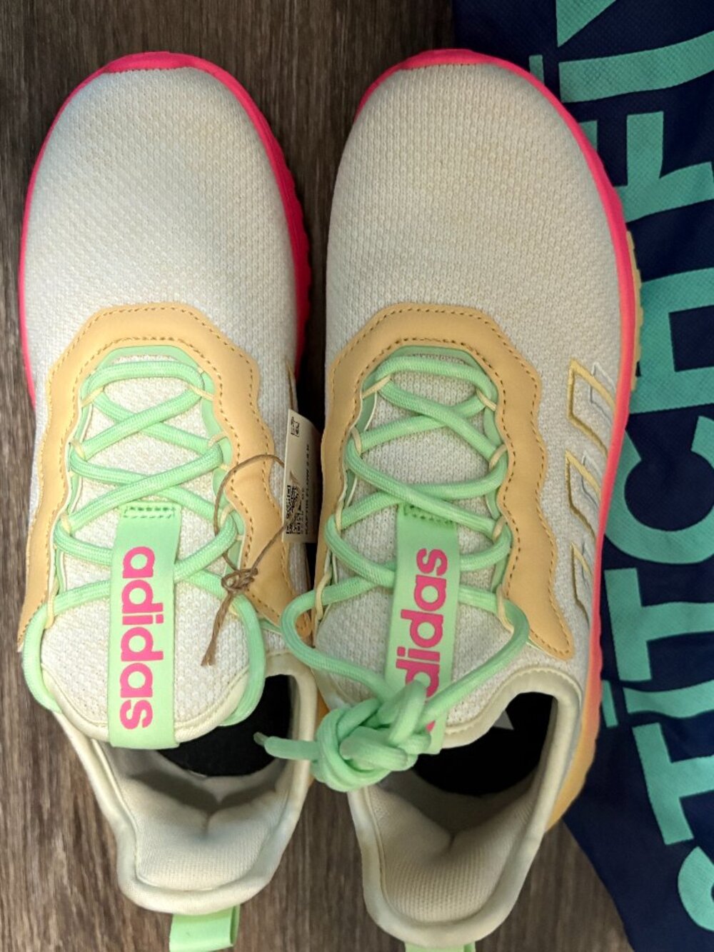 Adidas Kaptir Flow 2.0K Ladies Shoes sz 5 White Sherbert Pink Orange NWT NEW